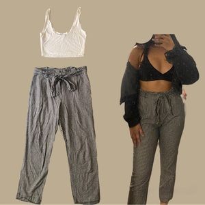 Black and White Stripe Paperbag Ankle Trouser